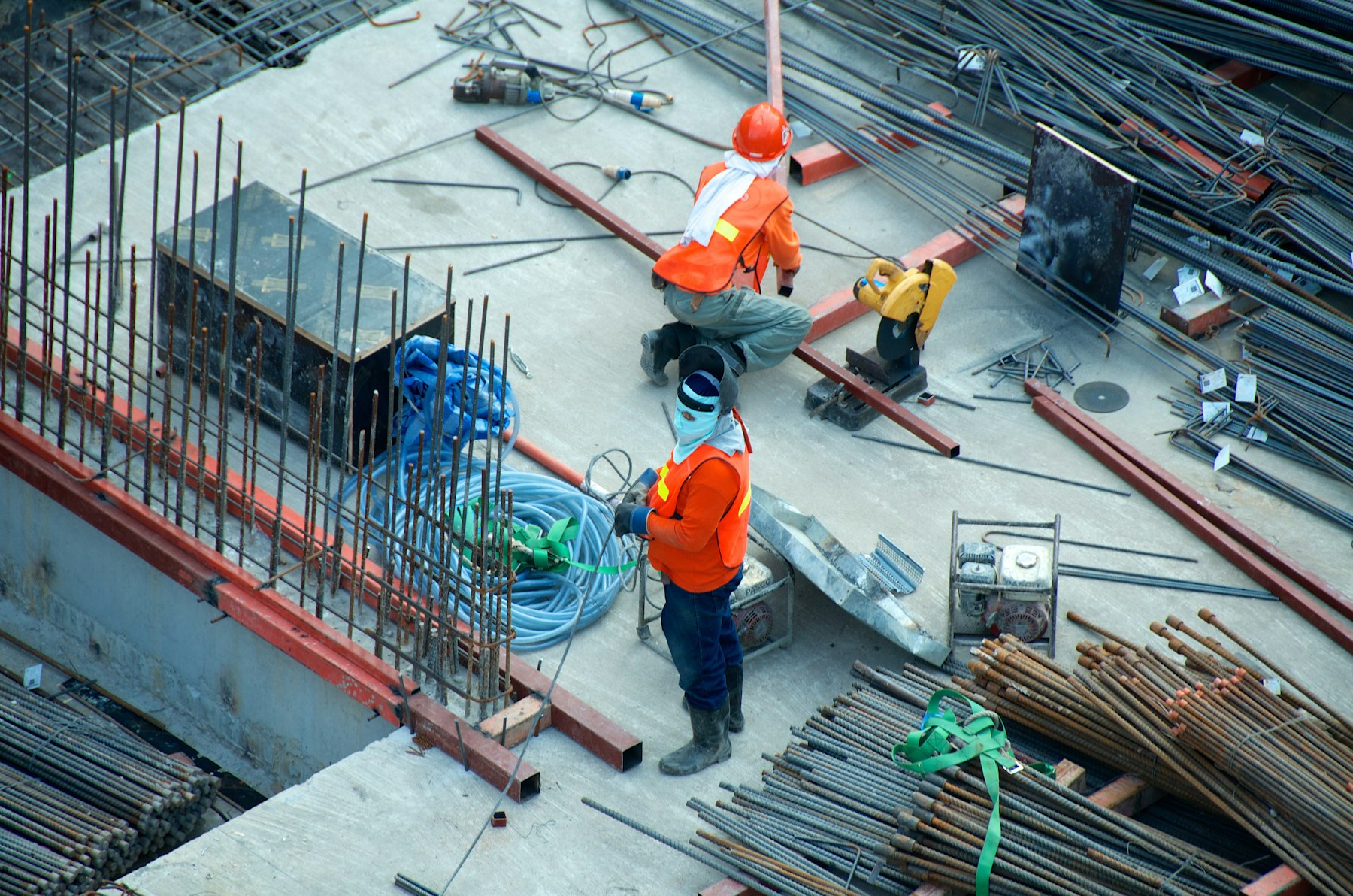 Aerial view of a residential build site at golden hour